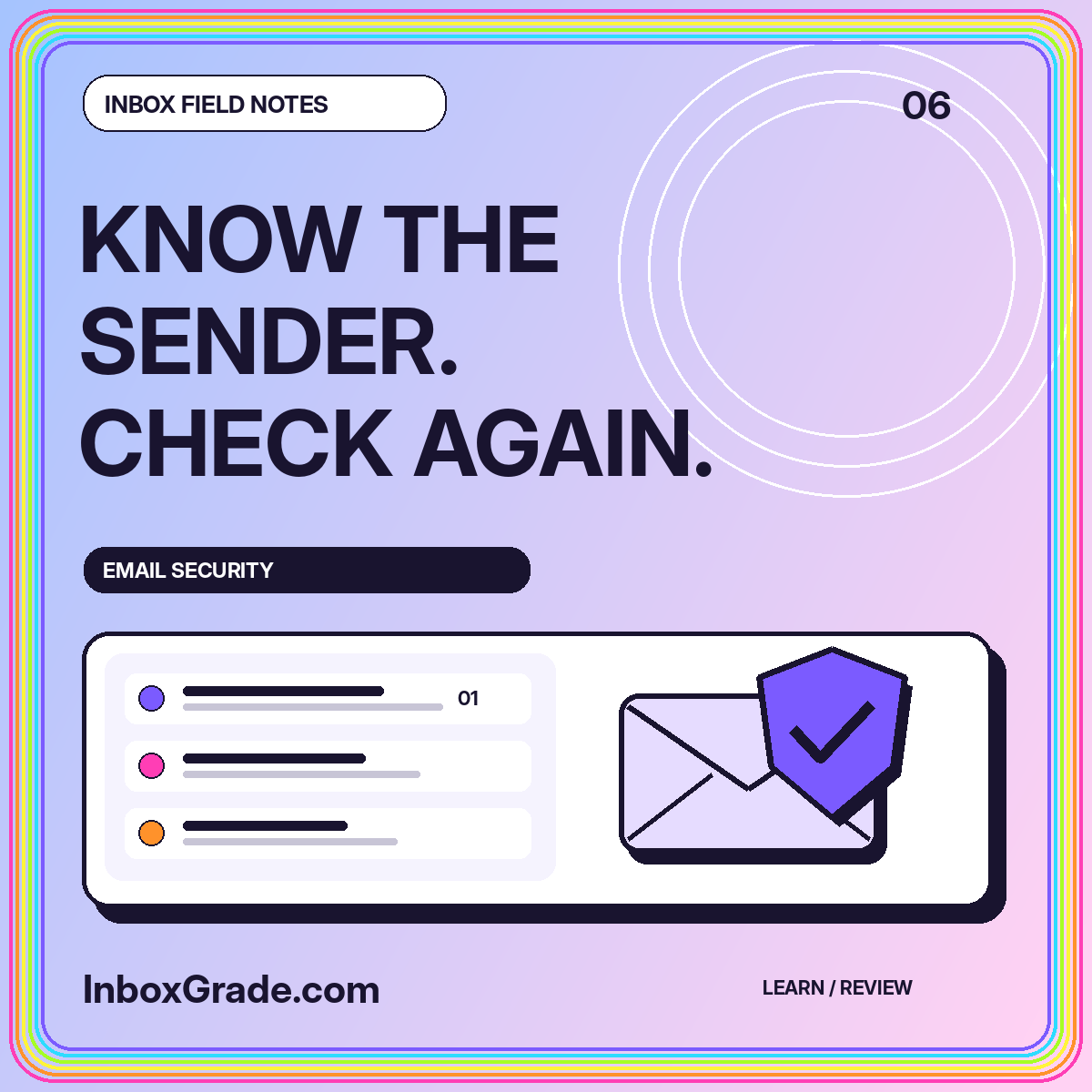 KNOW THE SENDER. CHECK AGAIN. — Email Security guide by InboxGrade.com